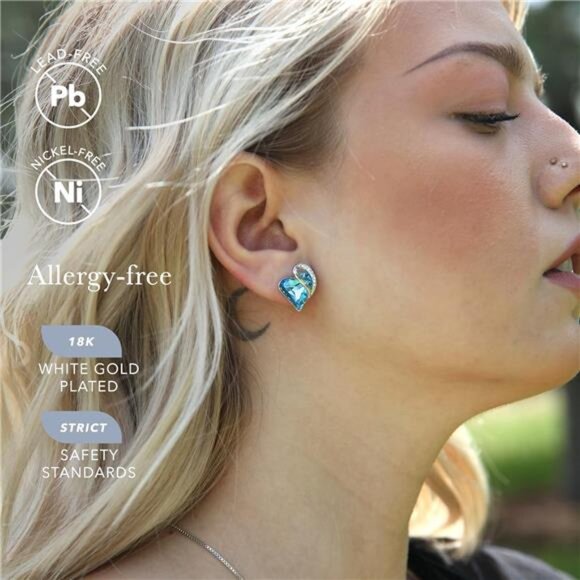 Leafael Infinity Love Heart Birthstone Crystal Stud Earrings for Women - Picture 2 of 7